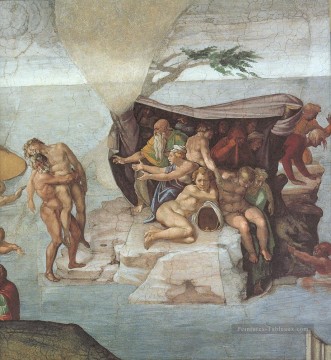 renaissance Tableau Peinture - Chapelle Sixtine Plafond Genèse Noah 79 The Flood vue droite Haute Renaissance Michel Ange